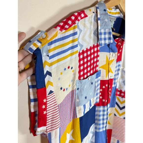 NEW Women’s Plus Size Button Up Short Sleeve Top 1X USA Star Print MSRP $67 - Picture 3 of 8